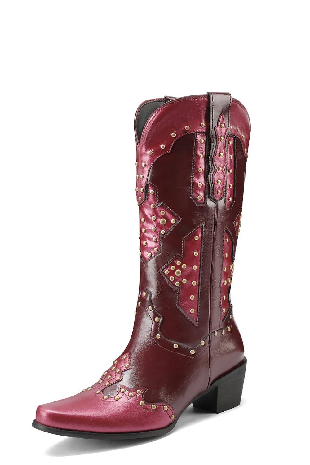 Women's Embroidered Blue Pointed Toe Calf High Cowgirl Boots - JUORTHO