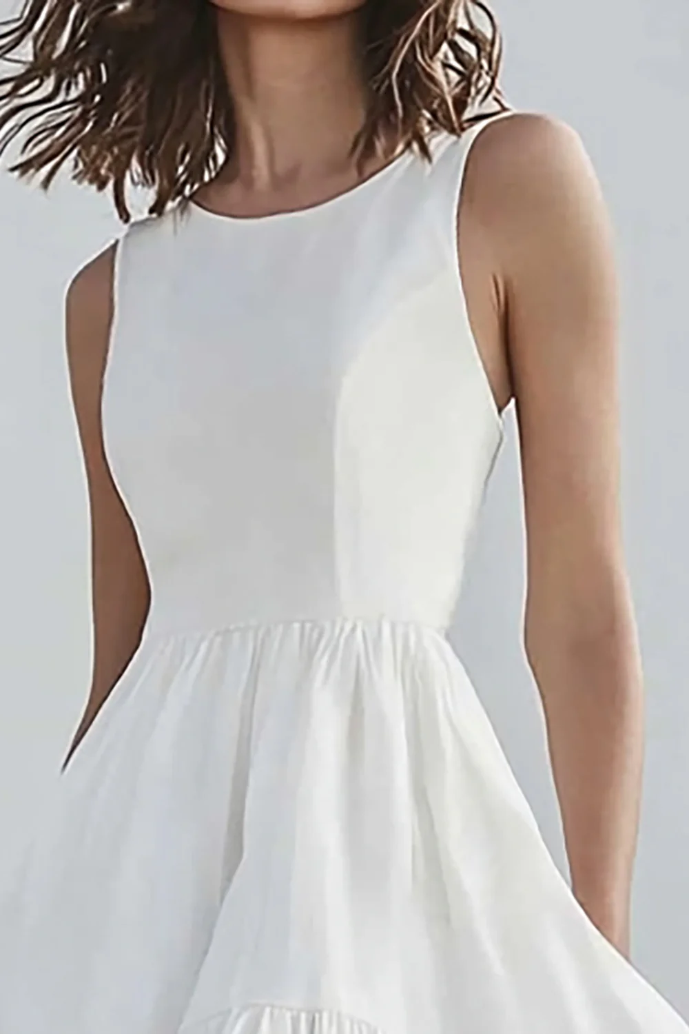 Ivory A Line High-Low Boho Western Wedding Dress - JUORTHO