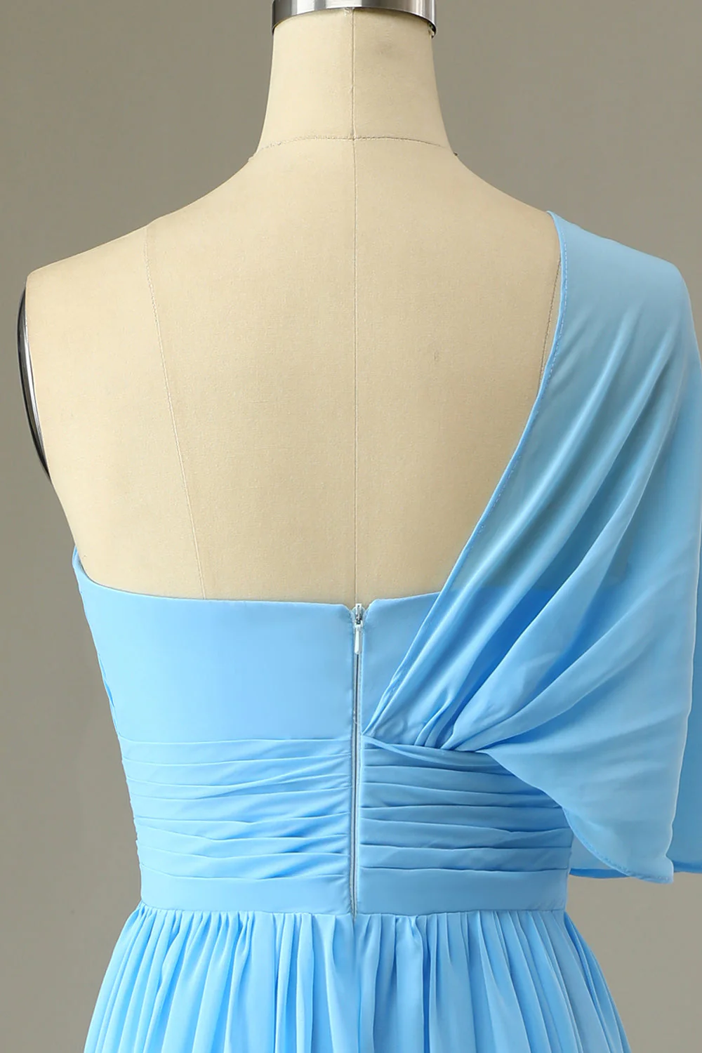One Shoulder Blue Bridesmaid Dress - JUORTHO