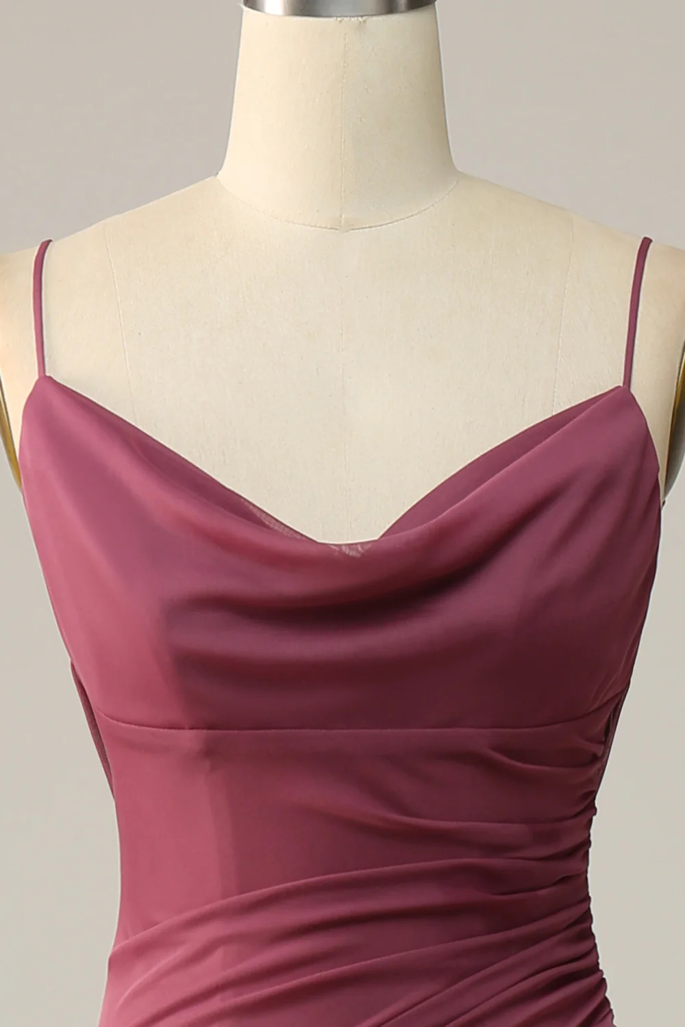 Spaghetti Straps Opne Back Desert Rose Bridesmaid Dress - JUORTHO