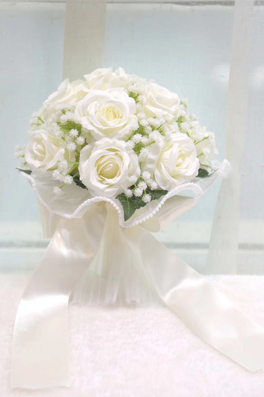 Pink Artificial Roses Bouquet for Wedding - JUORTHO