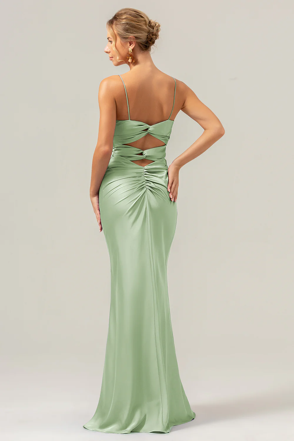 Purple Mermaid Spaghetti Straps Hollow Out Bridesmaid Dress - JUORTHO