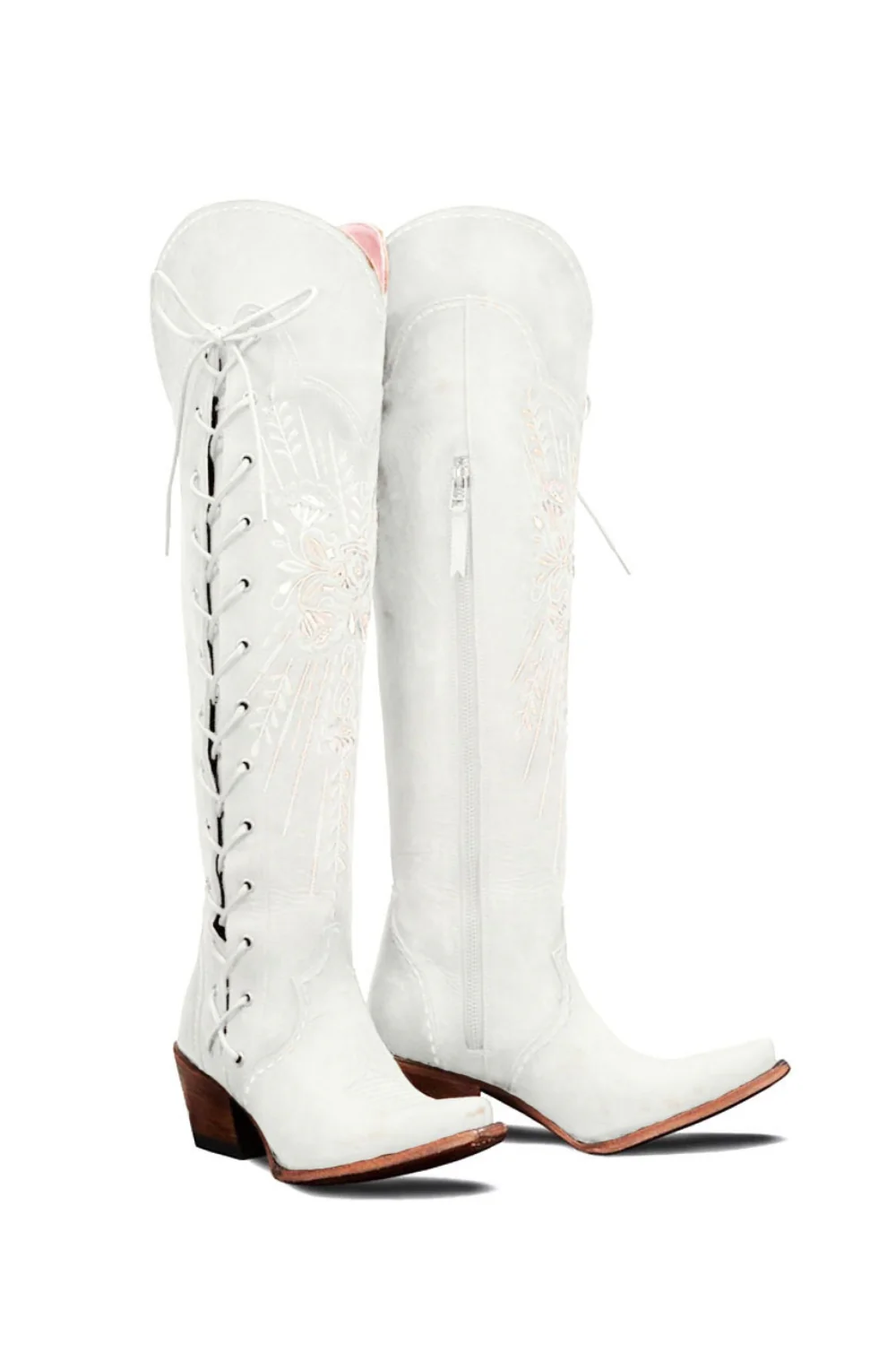 Brown Mid Calf Chunky Heel Cowgirl Boots - JUORTHO