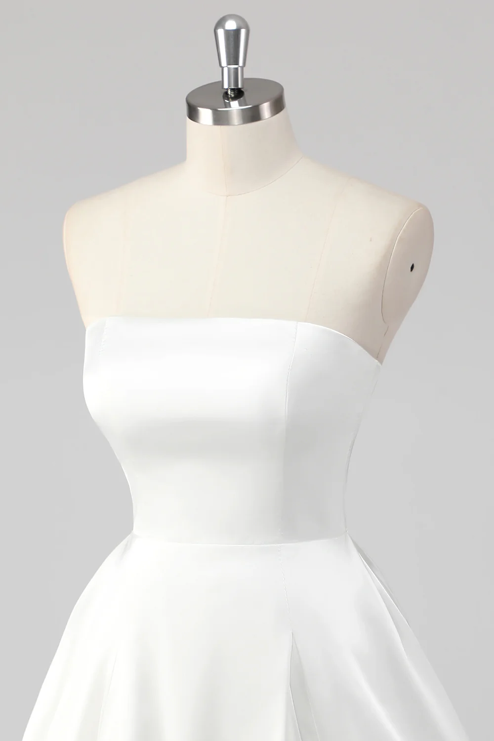 Simple White A-Line Strapless Little White Graduation Dress - JUORTHO