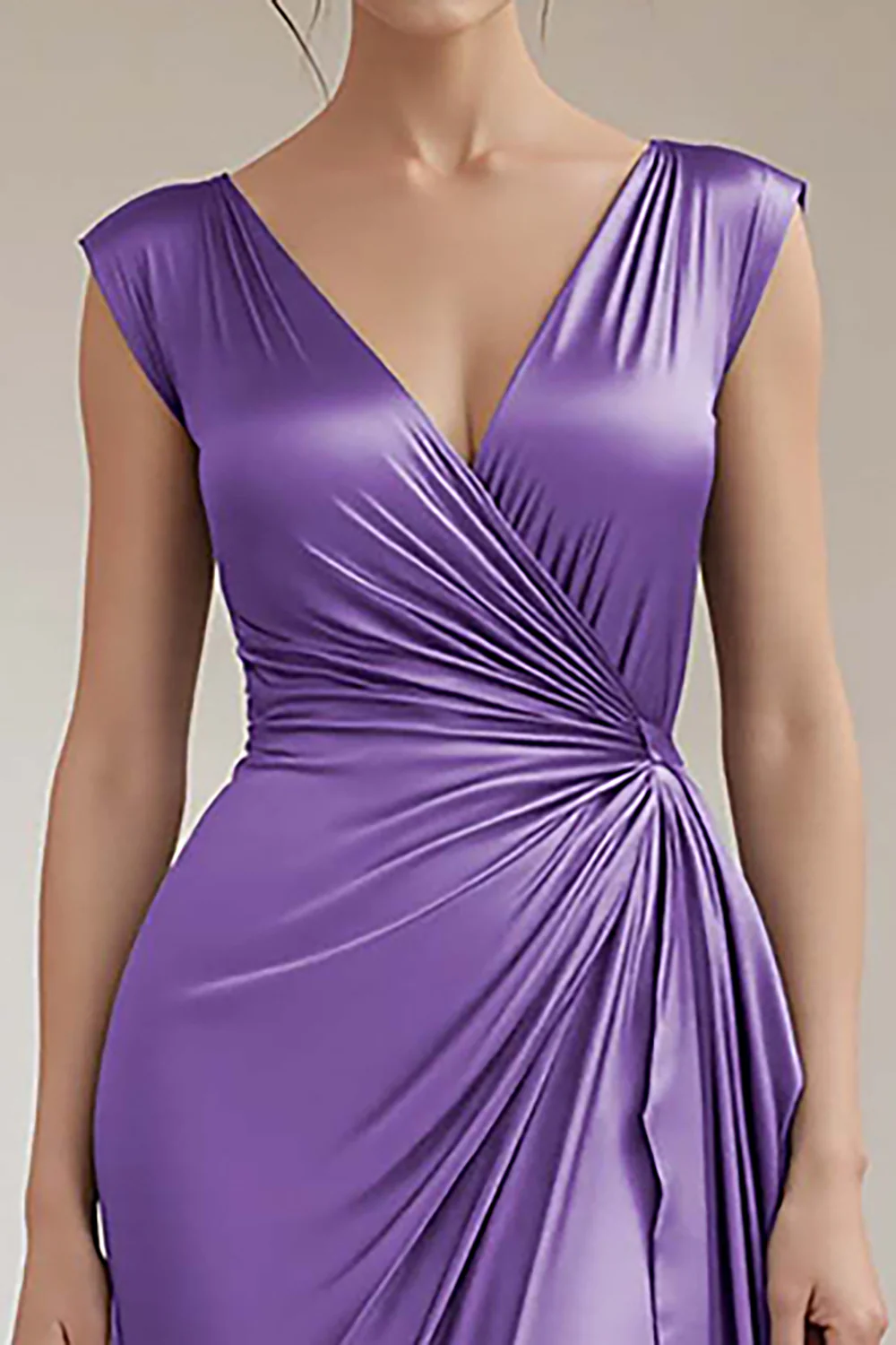 Peacock V-Neck Sheath Ruched Long Formal Dress with Ruffles - JUORTHO