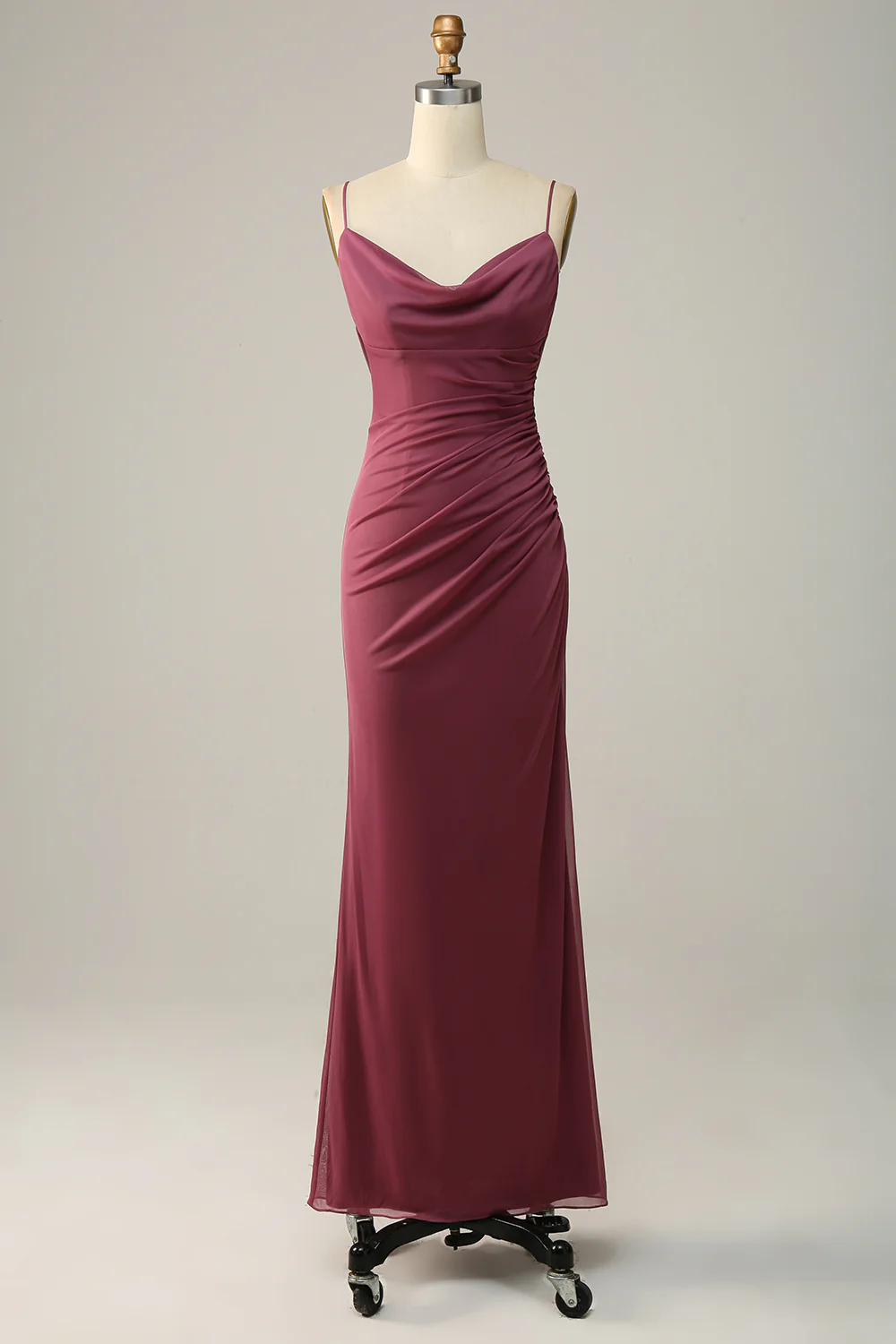 Spaghetti Straps Opne Back Desert Rose Bridesmaid Dress - JUORTHO