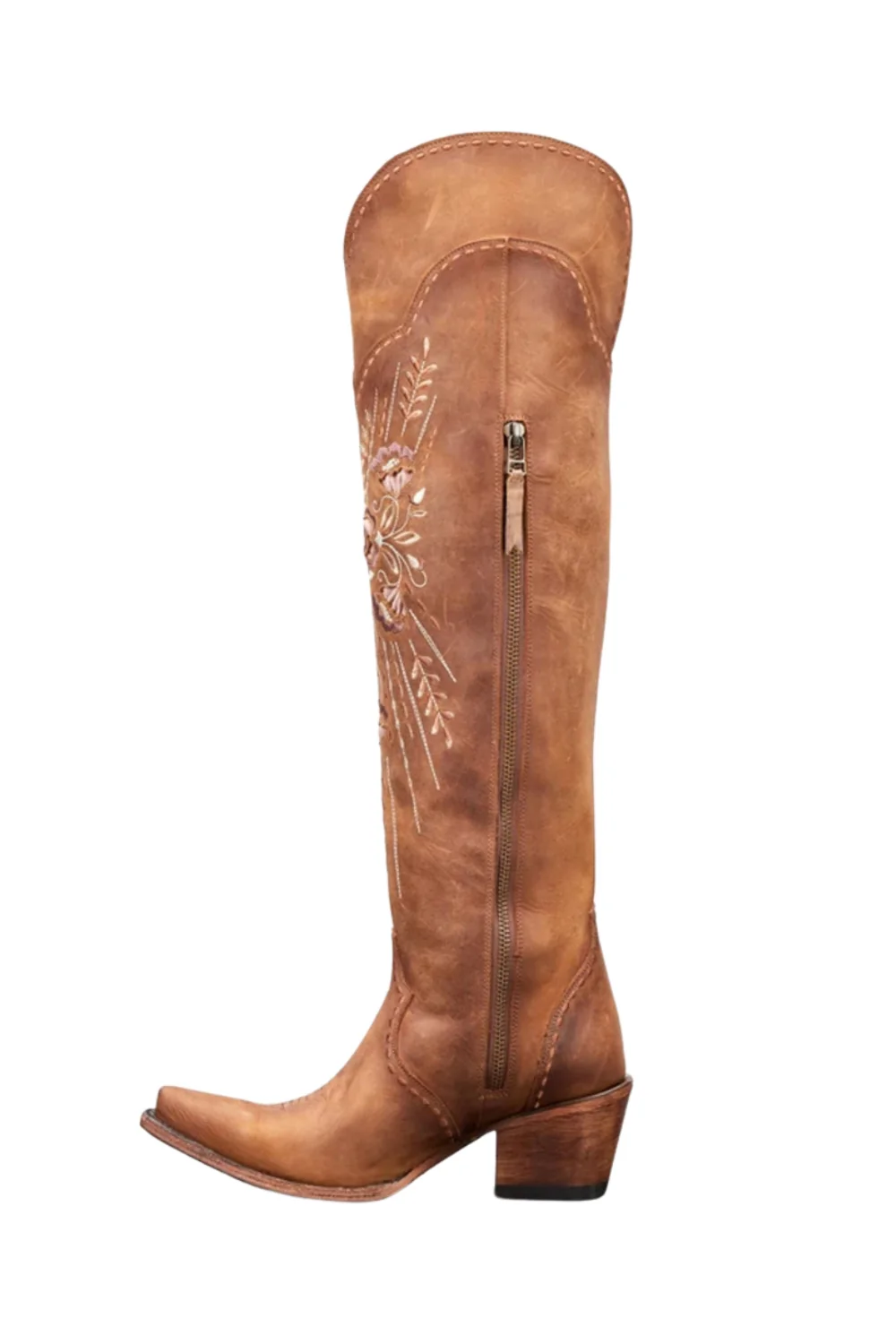 Brown Mid Calf Chunky Heel Cowgirl Boots - JUORTHO