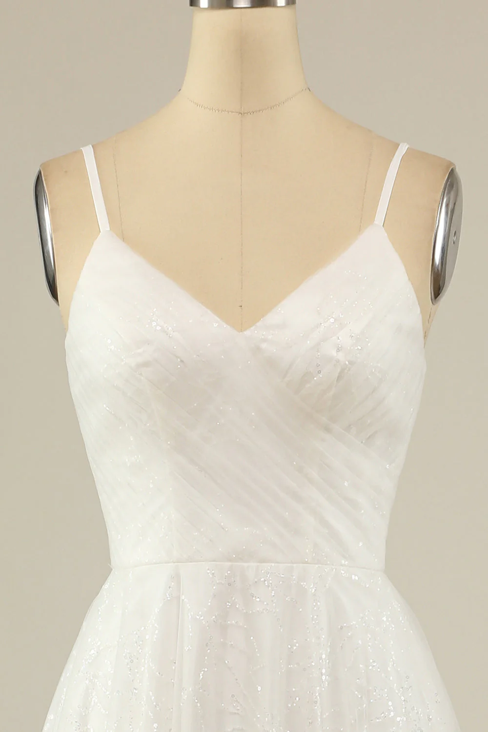 A Line Spaghetti Straps White Tulle Party Dress - JUORTHO