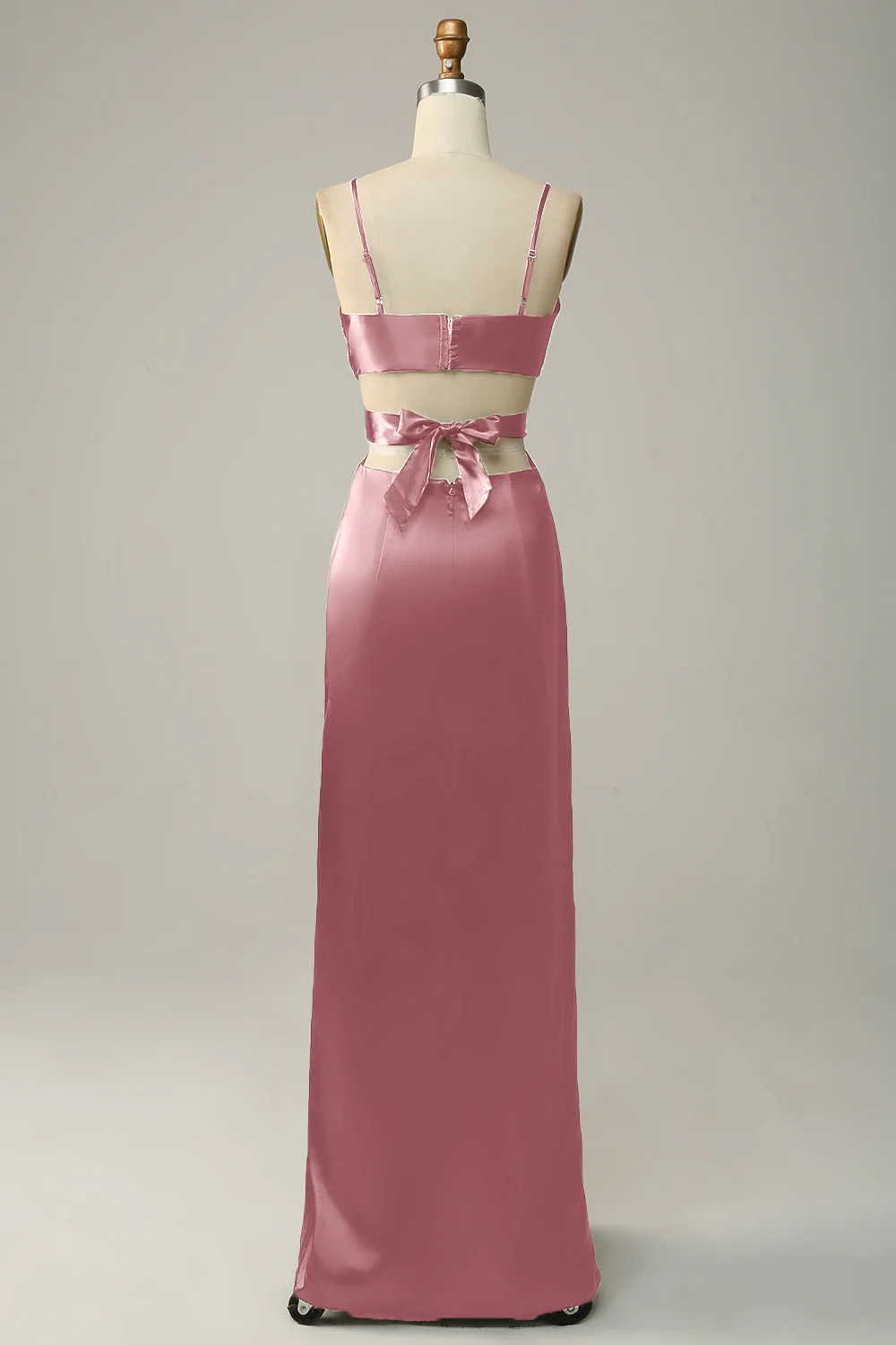 Spaghetti Straps Eucalyptus V neck Bridesmaid Dress - JUORTHO