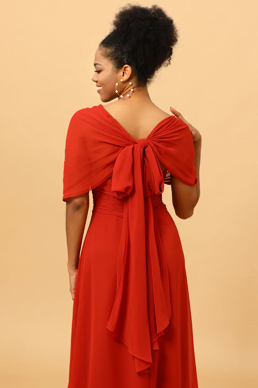 Rust Red Convertible Chiffon Bridesmaid Dress - JUORTHO