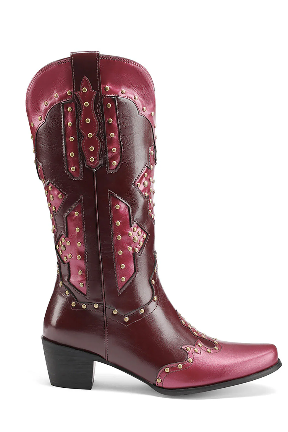 Women's Embroidered Blue Pointed Toe Calf High Cowgirl Boots - JUORTHO