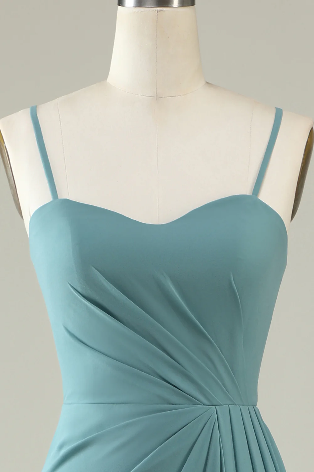 Green Draped Long Chiffon Bridesmaid Dress - JUORTHO