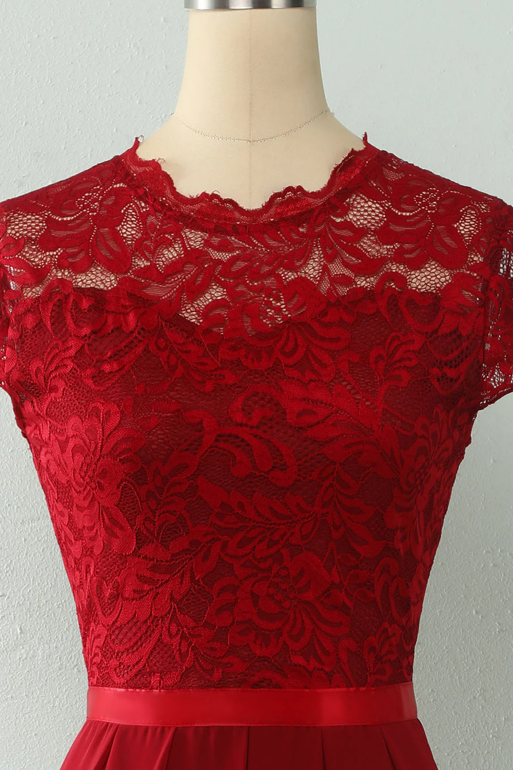 Navy Midi Lace Bridesmaid Dress - JUORTHO