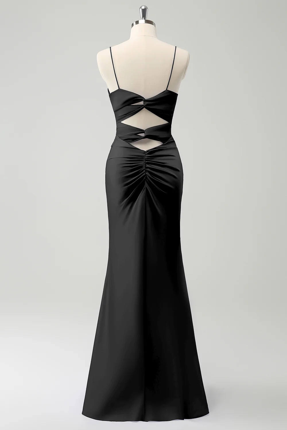 Purple Mermaid Spaghetti Straps Hollow Out Twist Front Bridesmaid Dress - JUORTHO