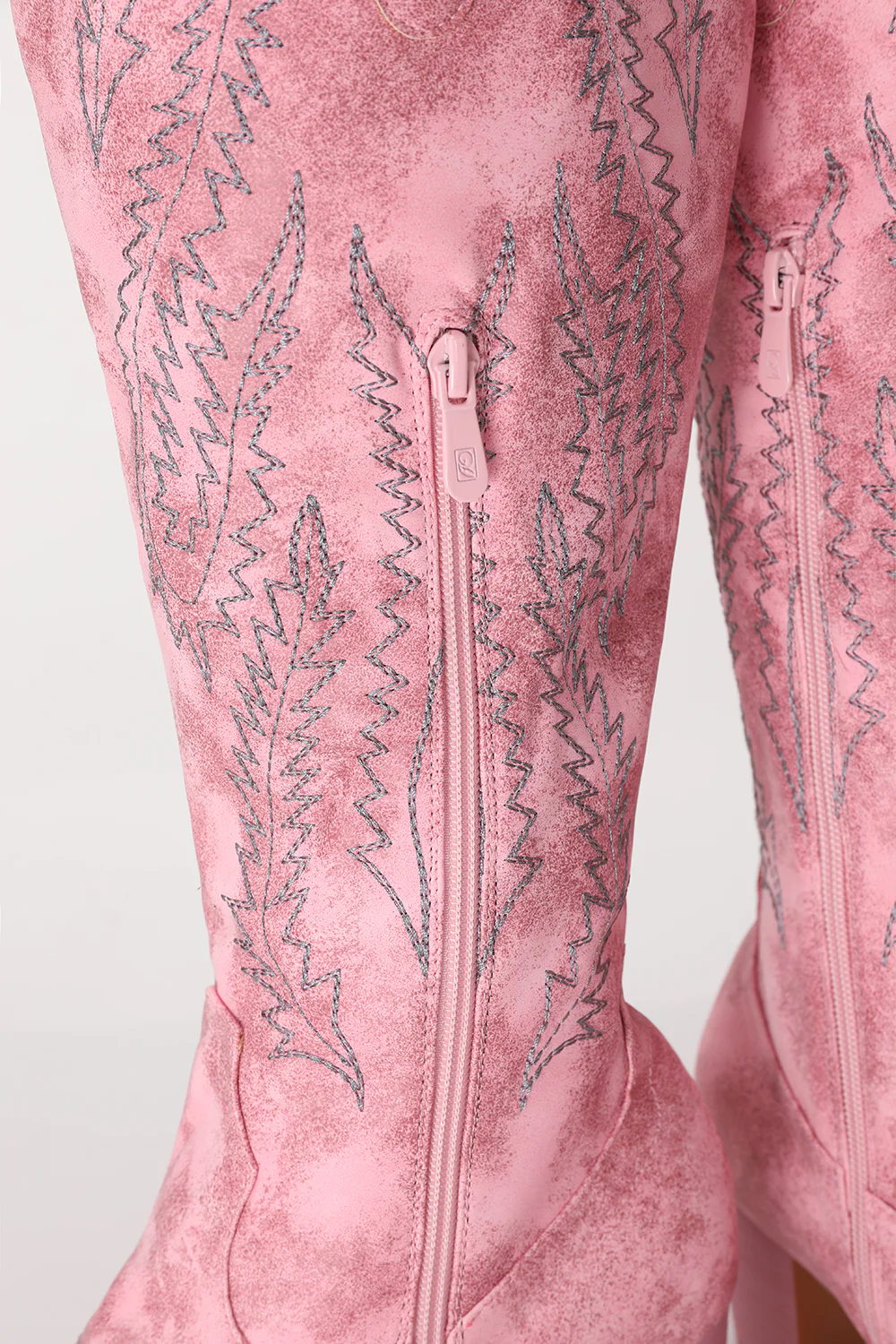 Embroidered Dusty Rose Mid Calf Cowgirl Boho Boots - JUORTHO