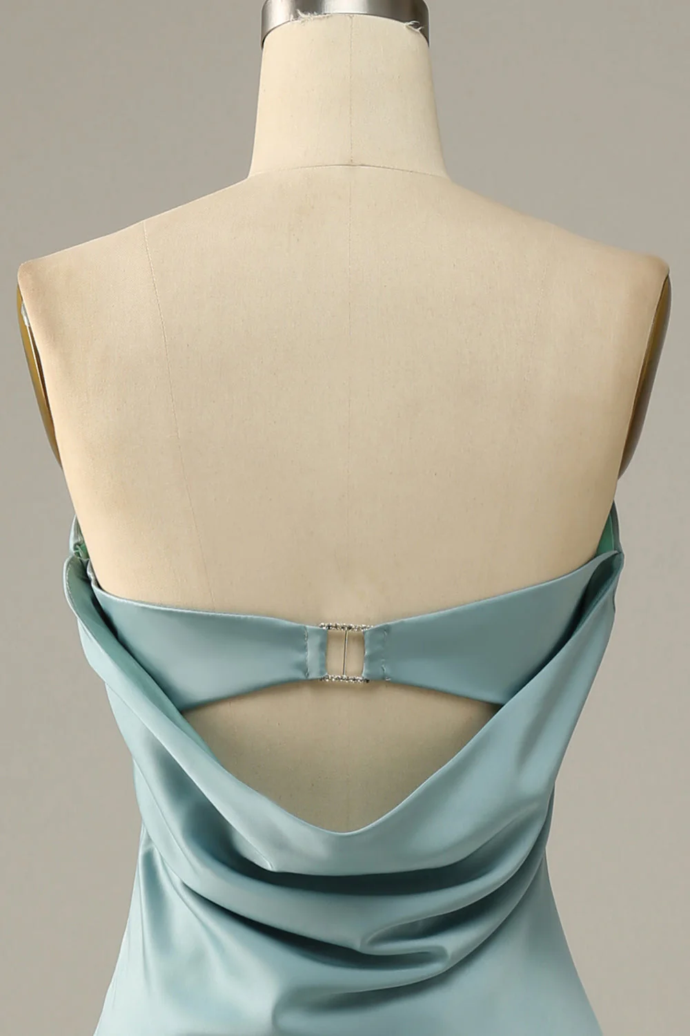 Grey Blue Satin Mermaid Bridesmaid Dress - JUORTHO