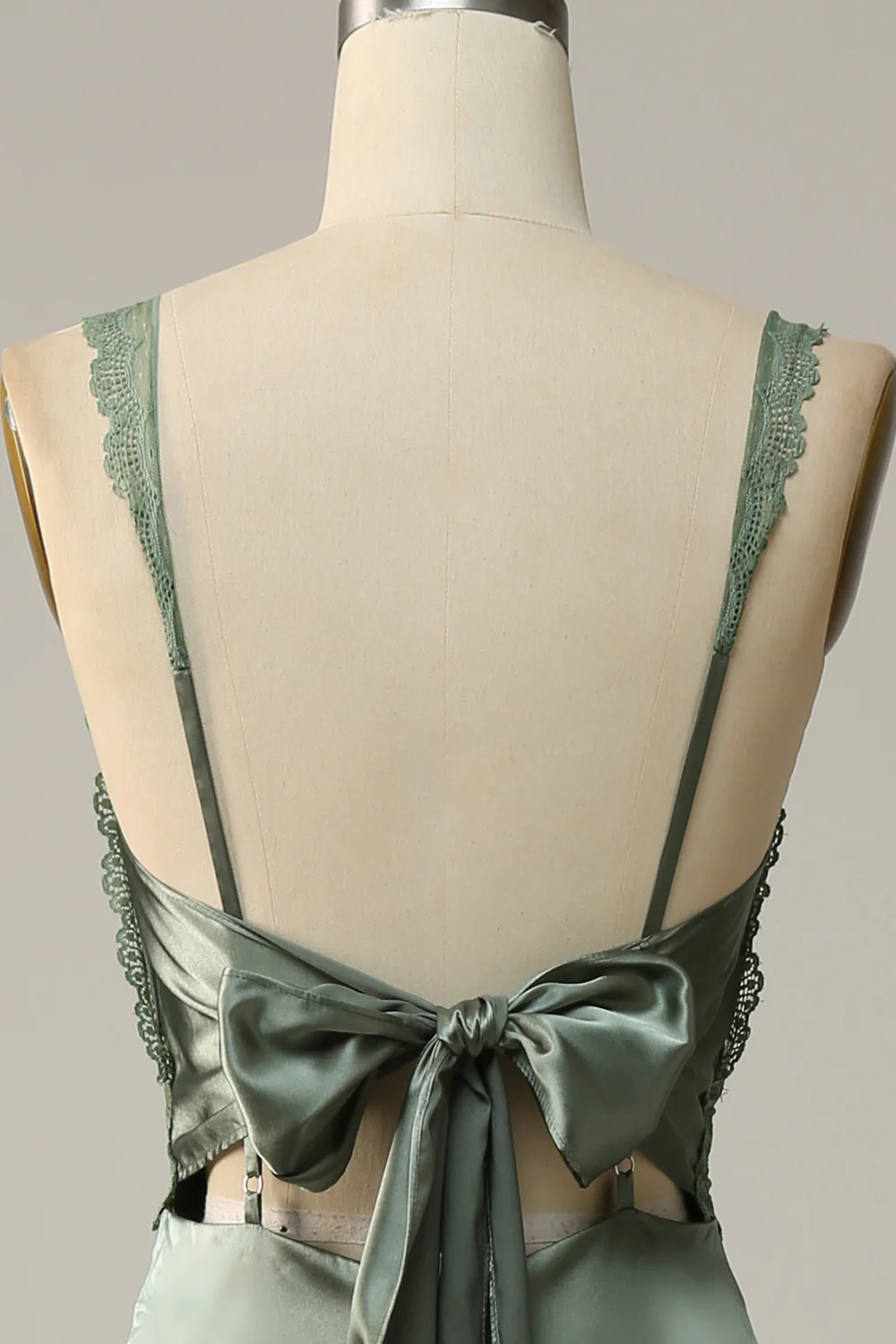 Eucalyptus V Neck Long Bridesmaid Dress - JUORTHO