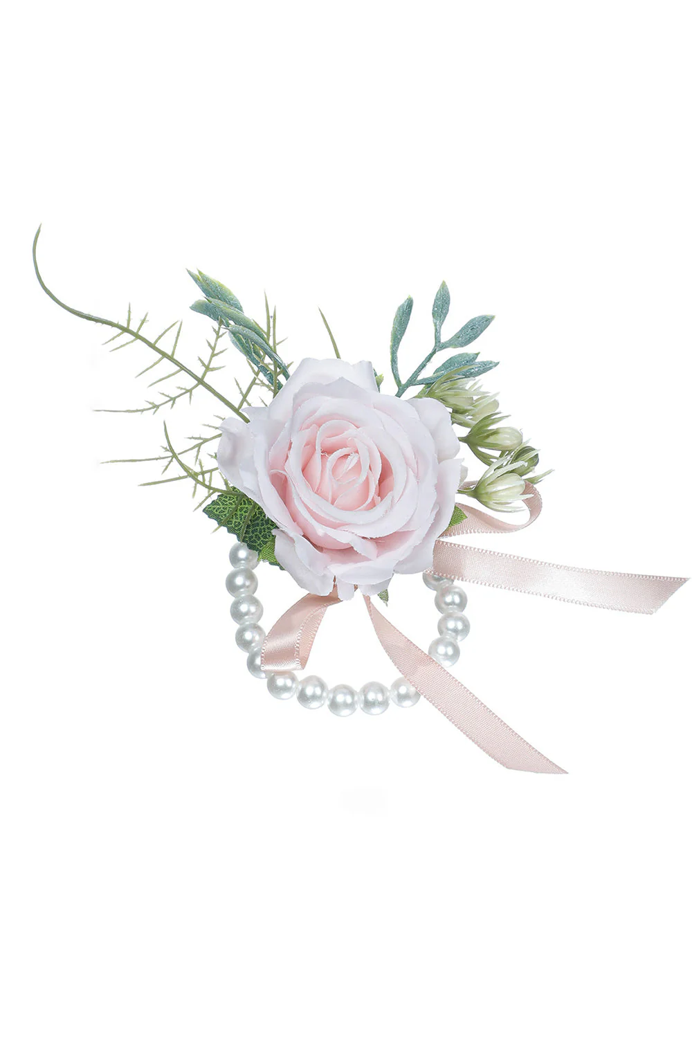 Delicate Pink Pearl Prom Wrist Corsage for Wedding Party - JUORTHO