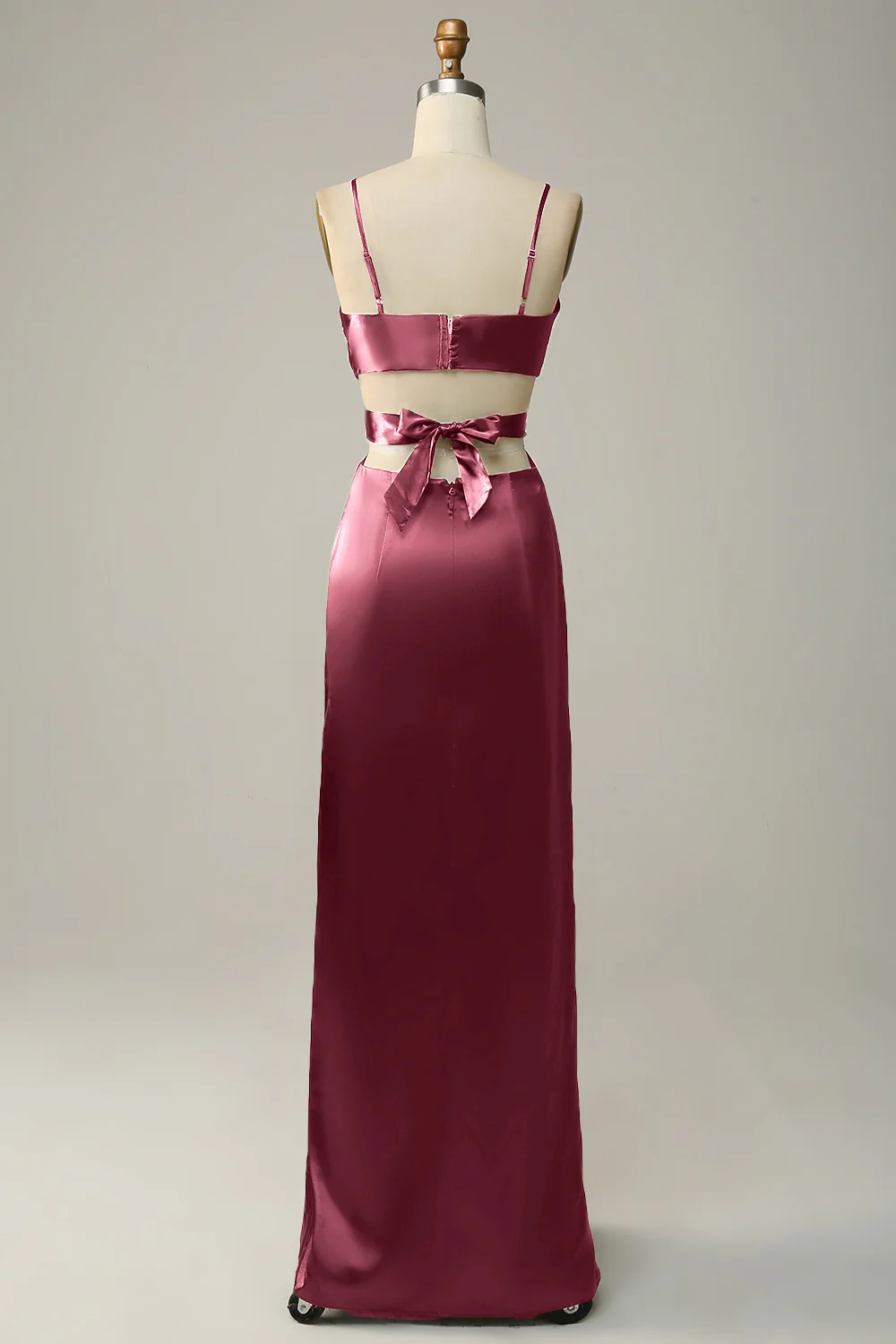 Spaghetti Straps Eucalyptus V neck Bridesmaid Dress - JUORTHO