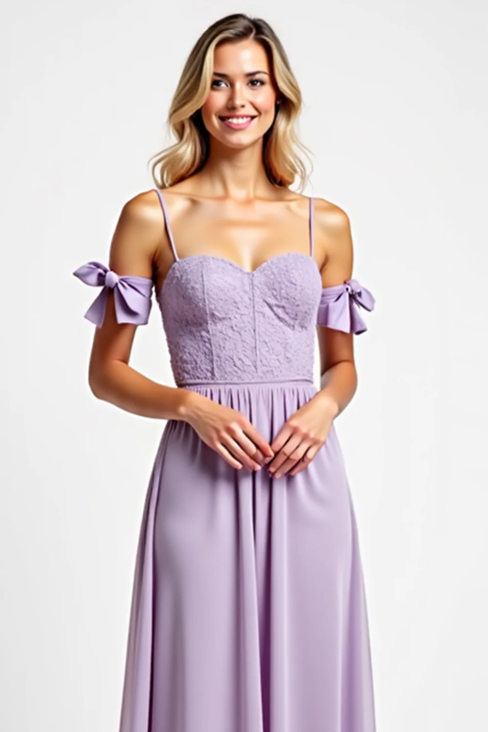 Purple Chiffon Long Spaghetti Straps Bridesmaid Dress - JUORTHO