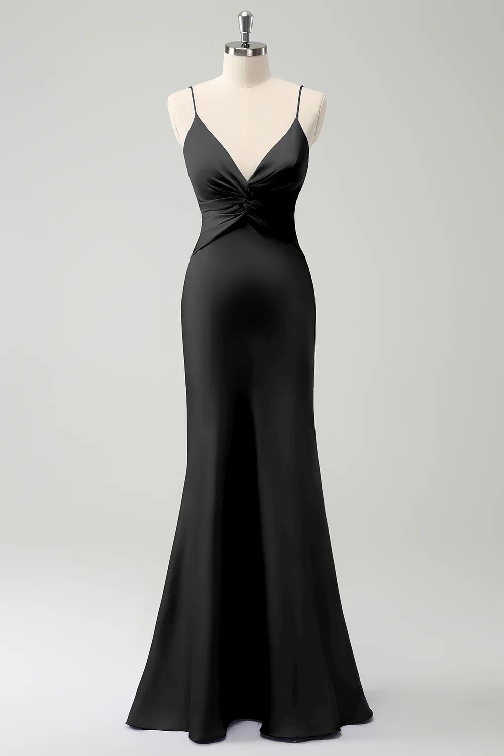 Purple Mermaid Spaghetti Straps Hollow Out Twist Front Bridesmaid Dress - JUORTHO