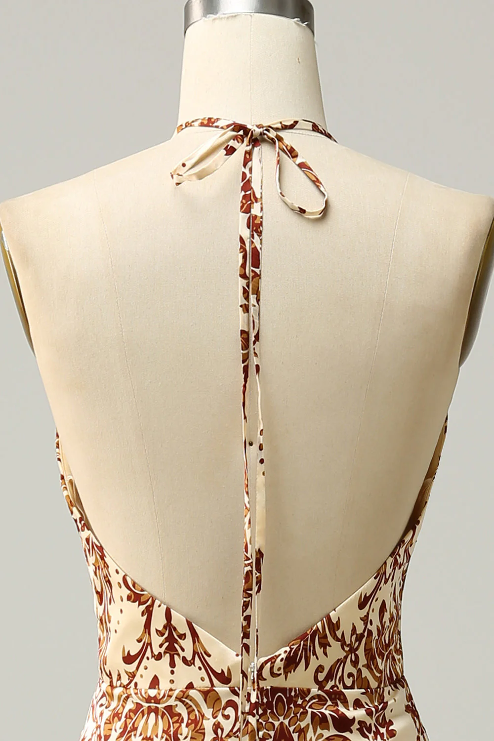 Mermaid Printed Brown Long Bridesmaid Dress - JUORTHO