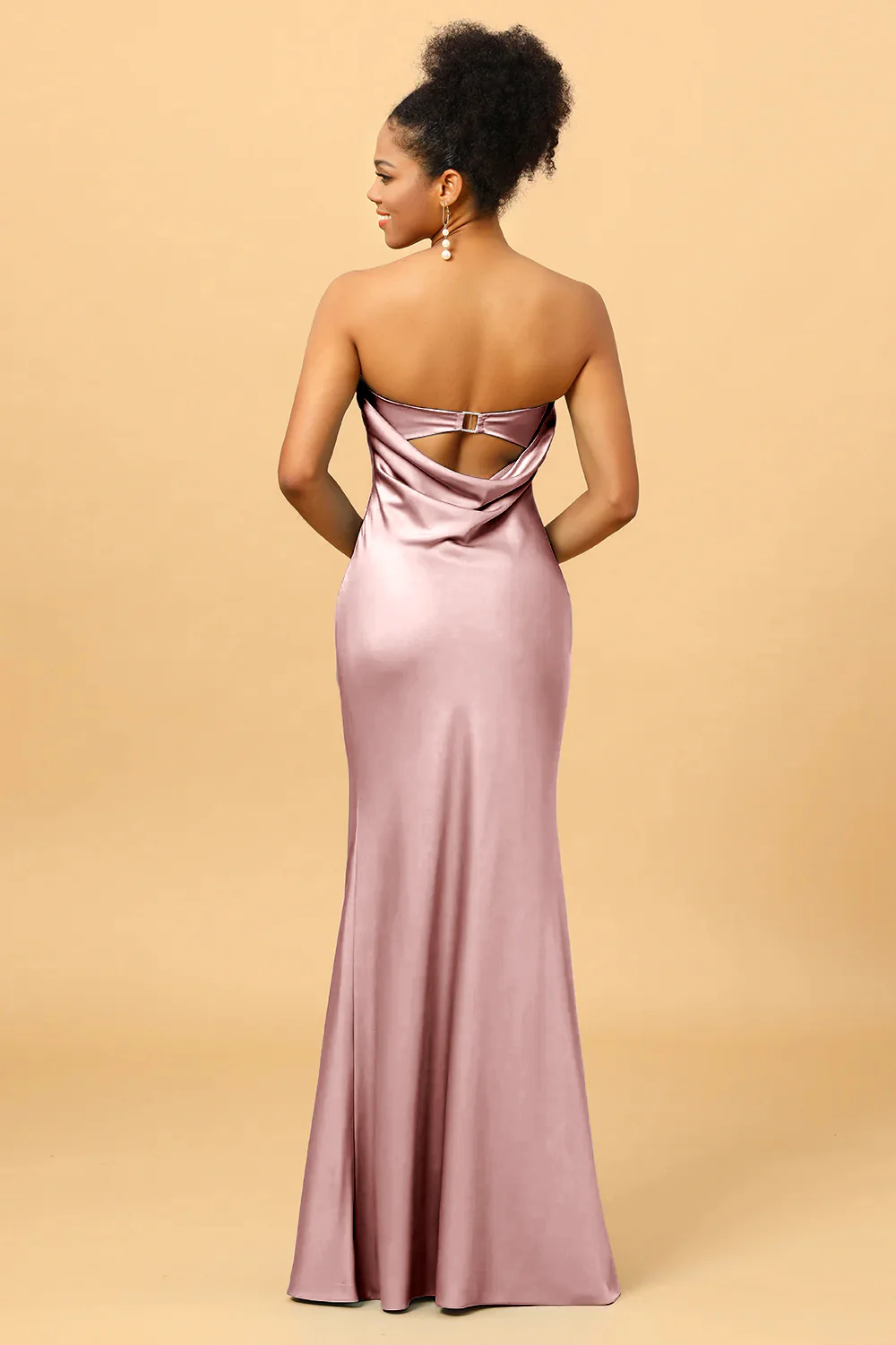 Grey Blue Satin Mermaid Bridesmaid Dress - JUORTHO