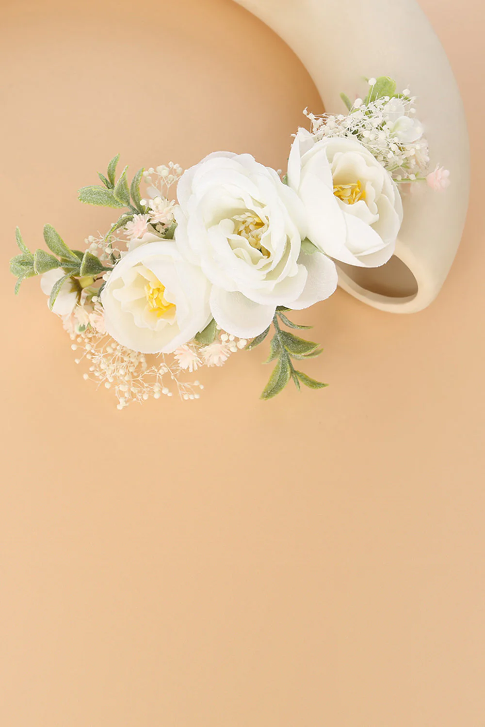 White Wrist Corsage Floral Handmade Bracelet Greenery Hair Comb Floral Bridal Headpiece - JUORTHO