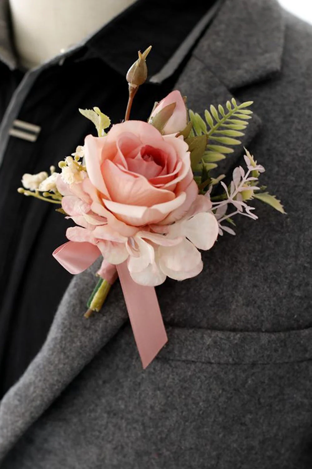 Elegant Blush Prom Wrist Corsage and Men‘s Boutonniere For Wedding Party - JUORTHO