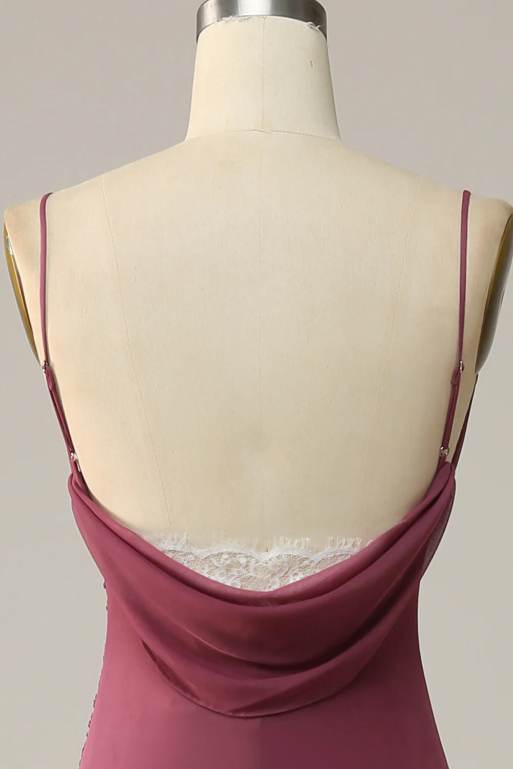 Spaghetti Straps Opne Back Desert Rose Bridesmaid Dress - JUORTHO