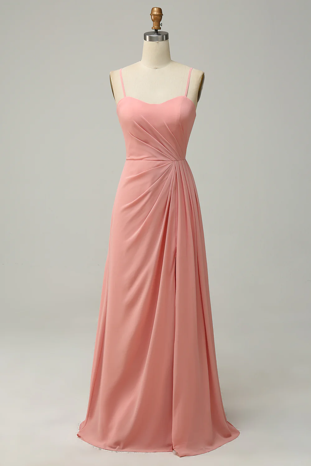 Green Draped Long Chiffon Bridesmaid Dress - JUORTHO