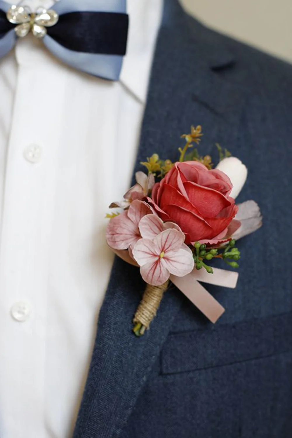 Apricot Prom Wrist Corsage and Men‘s Boutonniere For Wedding - JUORTHO
