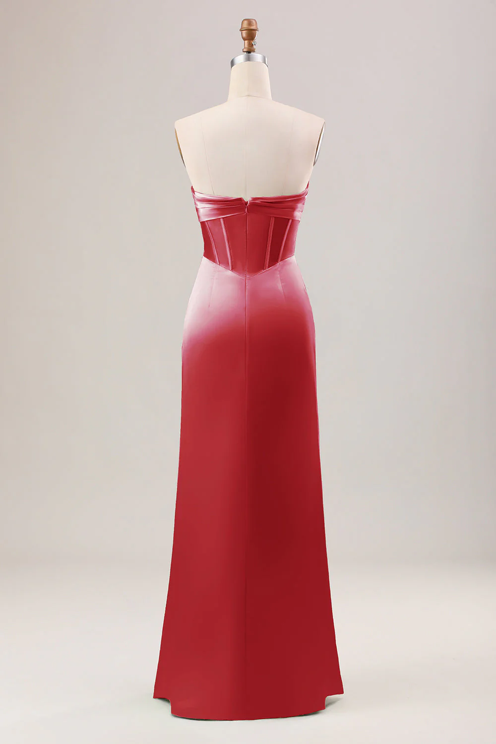 Sheath Corset Strapless Long Green Bridesmaid Dress With Slit - JUORTHO