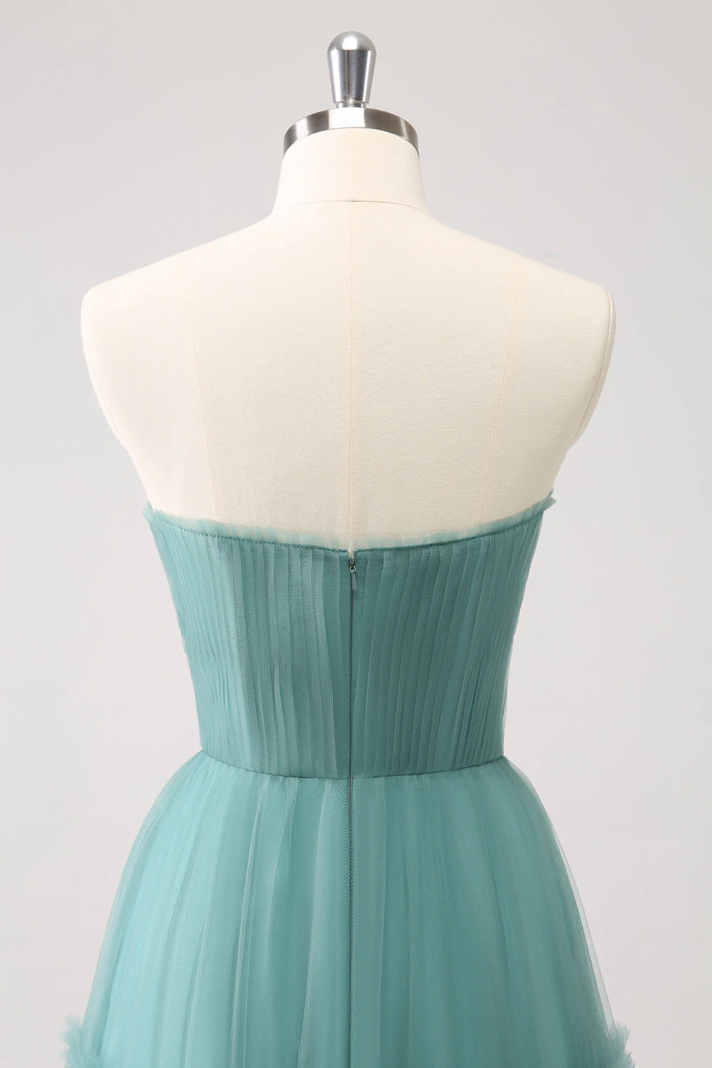 Eucalyptus Strapless Corset Tulle A-Line Bridesmaid Dress - JUORTHO