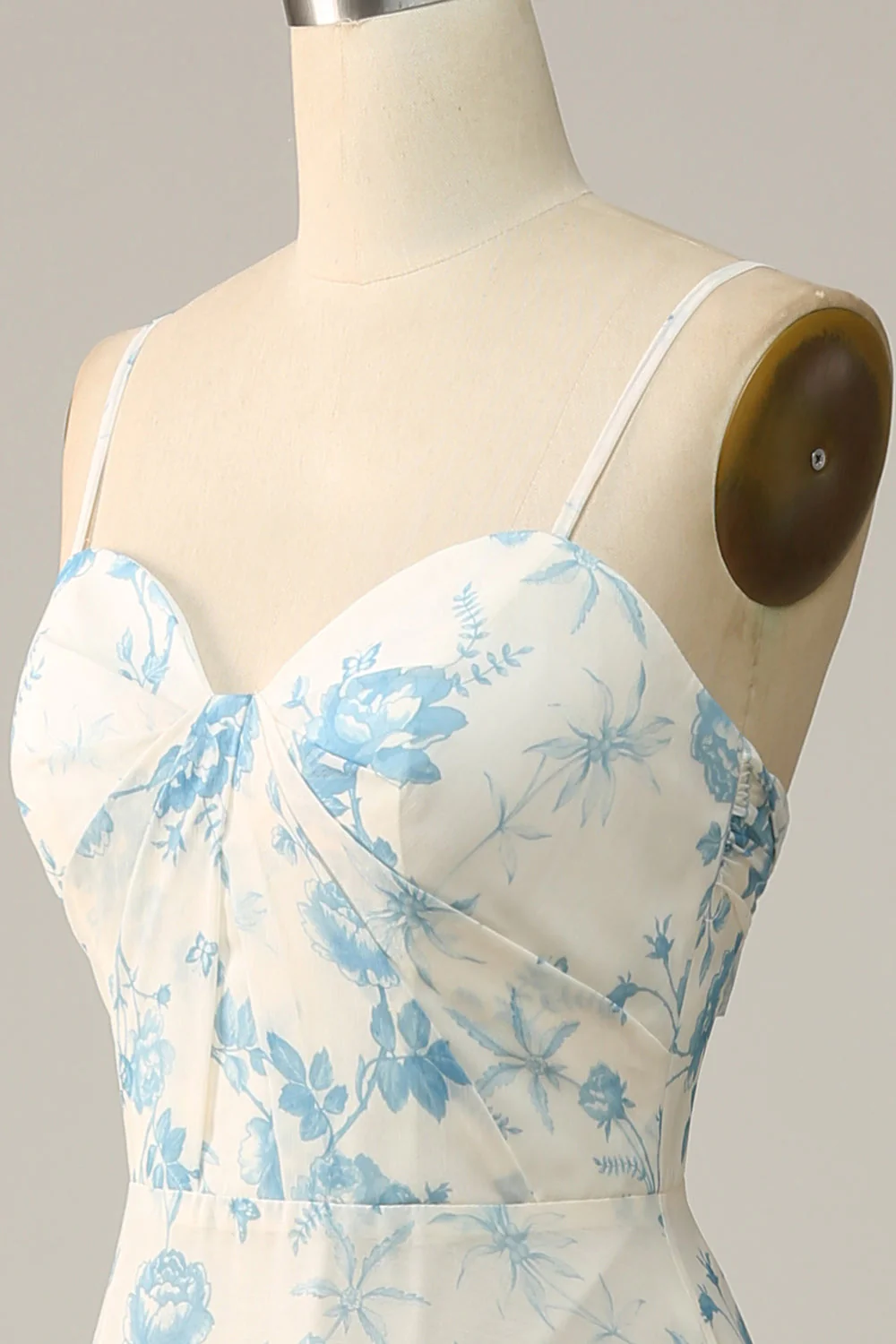 Spaghetti Straps Purple Floral Long Bridesmaid Dress - JUORTHO