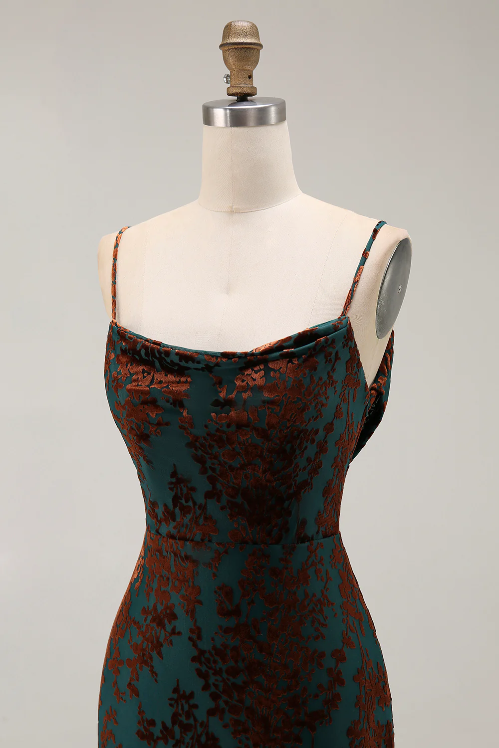 Dark Green Mermaid Velvet Long Wedding Guest Dress with Slit - JUORTHO