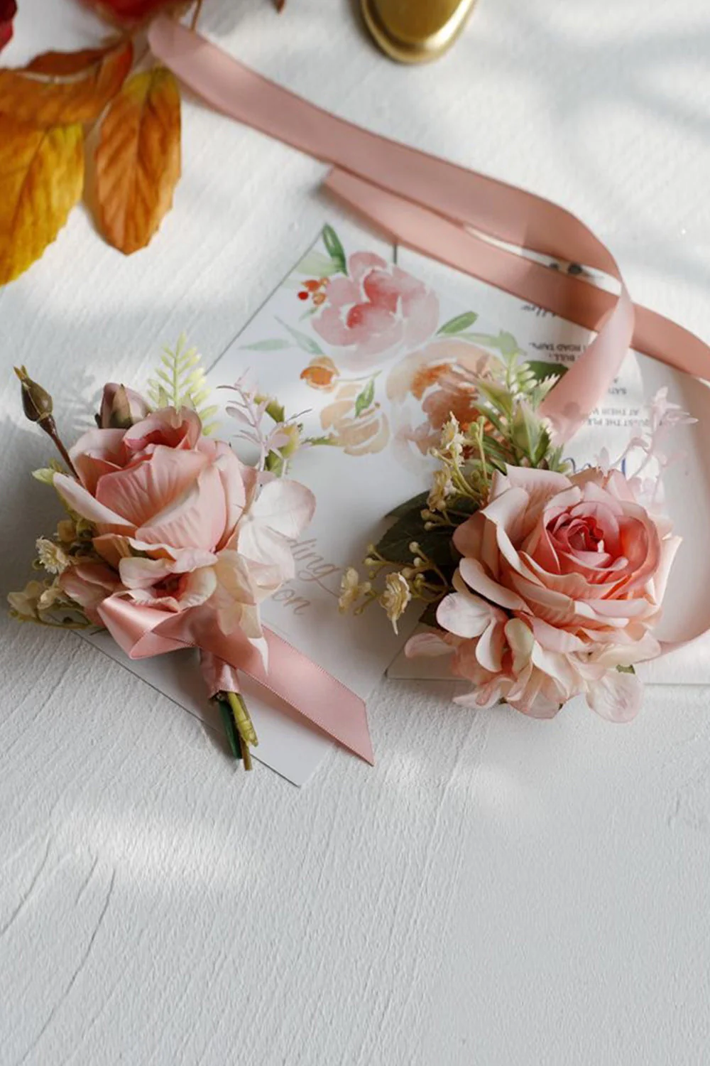 Elegant Blush Prom Wrist Corsage and Men‘s Boutonniere For Wedding Party - JUORTHO
