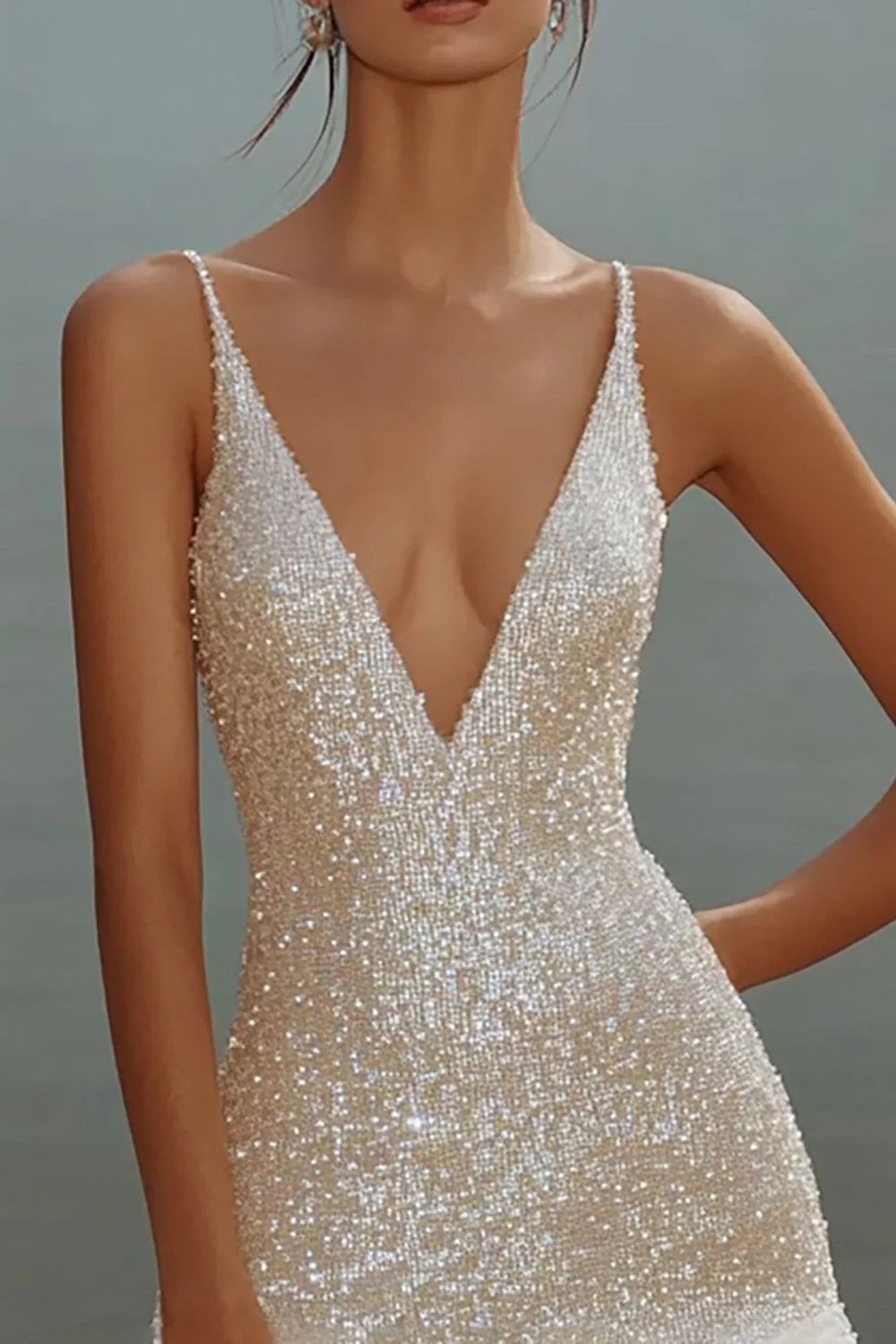 Sparkly White Bodycon Sequins Mini Graduation Homecoming Dress - JUORTHO