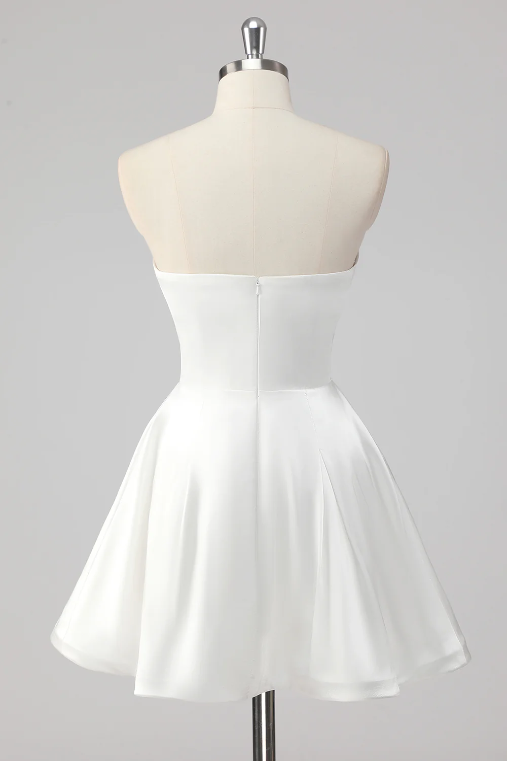Simple White A-Line Strapless Little White Graduation Dress - JUORTHO