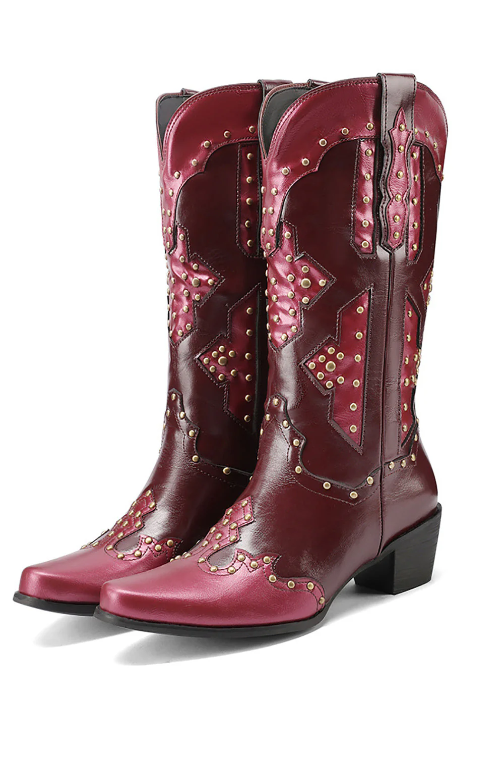 Women's Embroidered Blue Pointed Toe Calf High Cowgirl Boots - JUORTHO