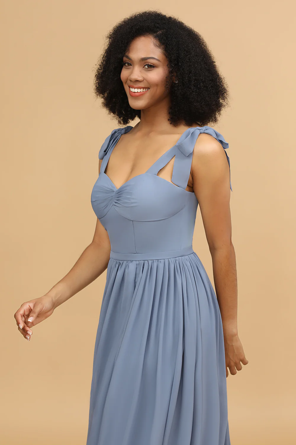 Straps Sweetheart Grey Blue Bridesmaid Dress - JUORTHO
