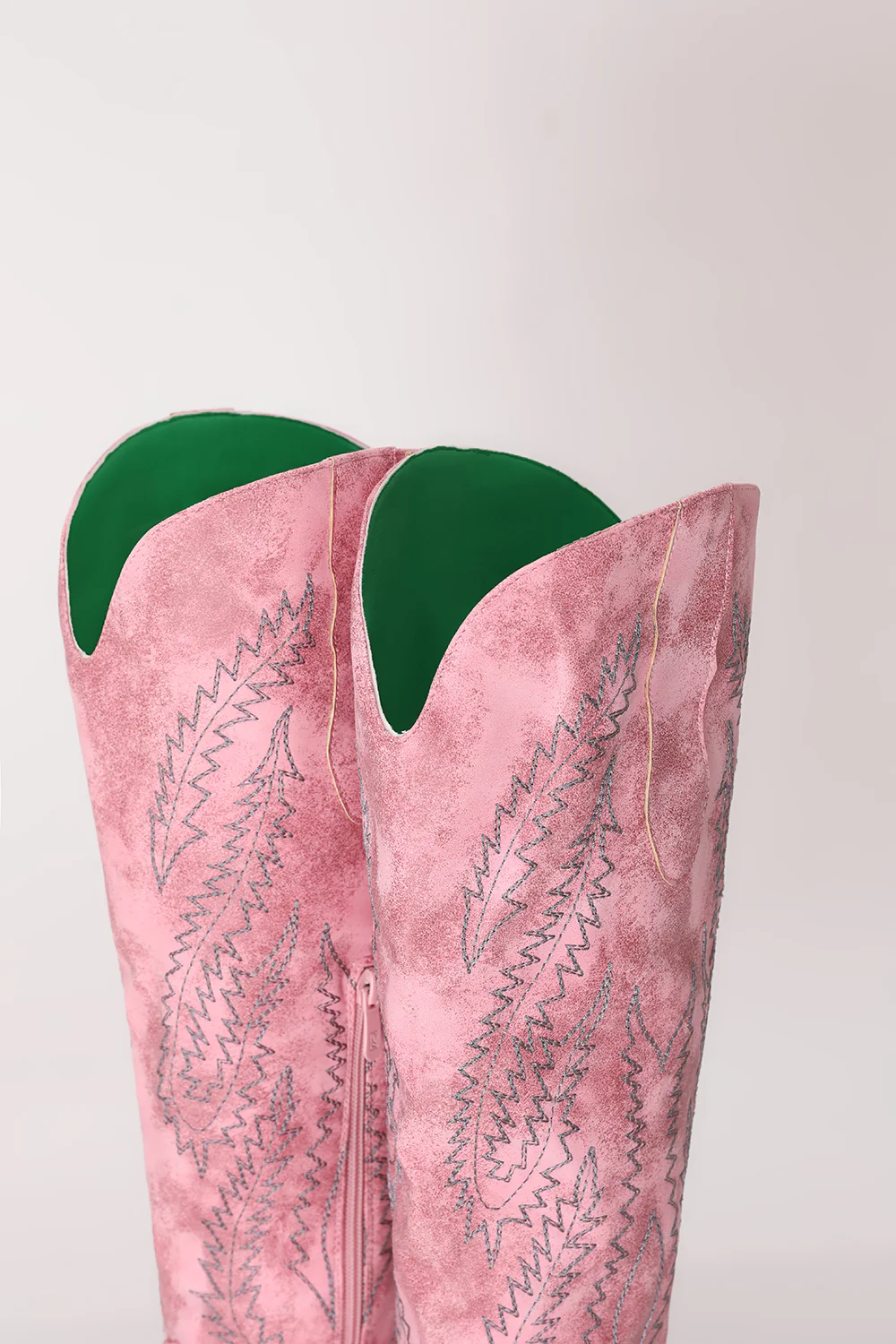 Embroidered Dusty Rose Mid Calf Cowgirl Boho Boots - JUORTHO