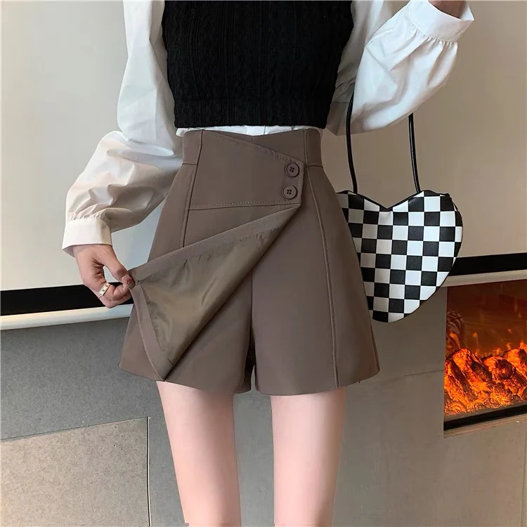 Black skirt female spring and autumn small tall waist a-line skirt 2022 new design sense niche shorts skirt - EHAORUI