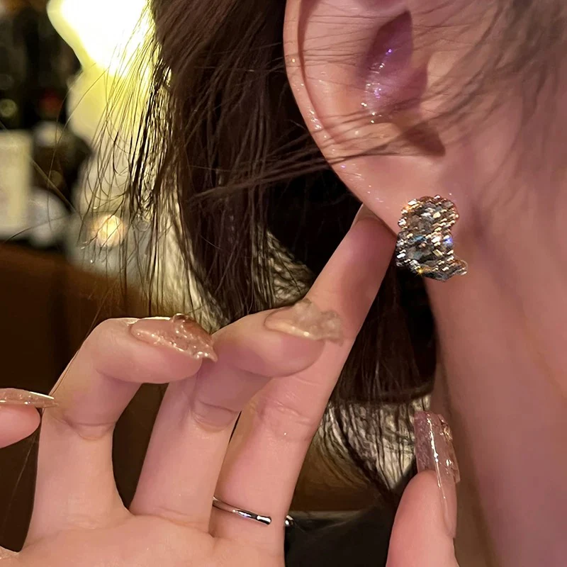 Night Elf! 925 silver needle earrings light luxury high-end earrings for women 2023 new unique earrings C-shaped exquisite - EHAORUI