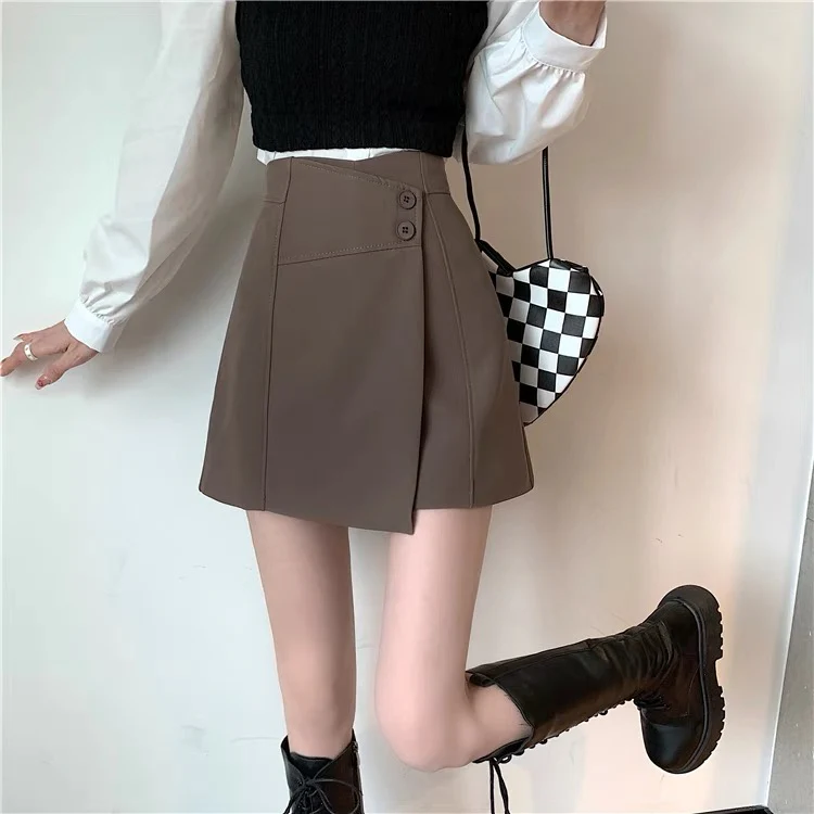 Black skirt female spring and autumn small tall waist a-line skirt 2022 new design sense niche shorts skirt - EHAORUI