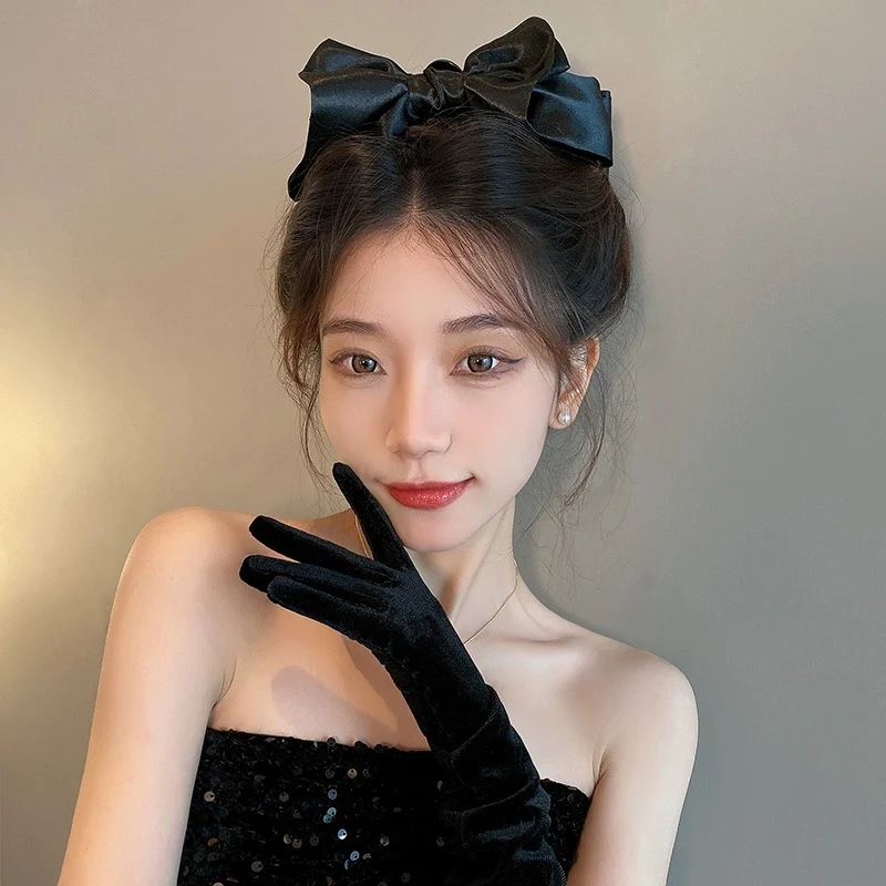 Satin Bow Headband Hair Clip Women's High-End Grab Clip Women's Summer Back of Head Large Shark Clip 2024 New Style - EHAORUI
