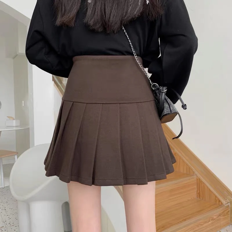 Large size irregular pleated skirt short skirt women's crotch cover carefully machine design sense niche double-breasted pleated skirt - EHAORUI