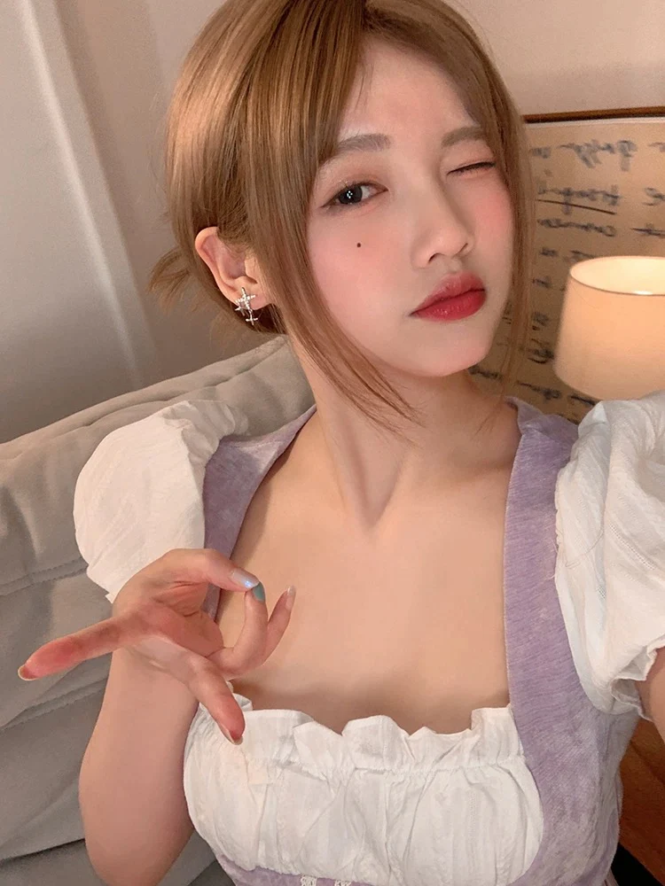 Exquisite and simple four-pointed star earrings for women, high-end diamond earrings without piercings, ear clips, versatile new earrings - EHAORUI