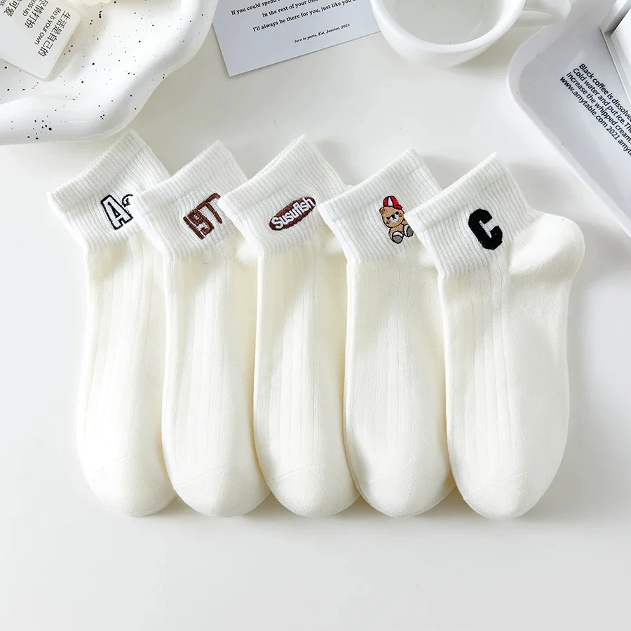 Spring and summer thin ins trendy all-match cute cartoon sports sweat-absorbent boat socks college ladies student short socks female - EHAORUI