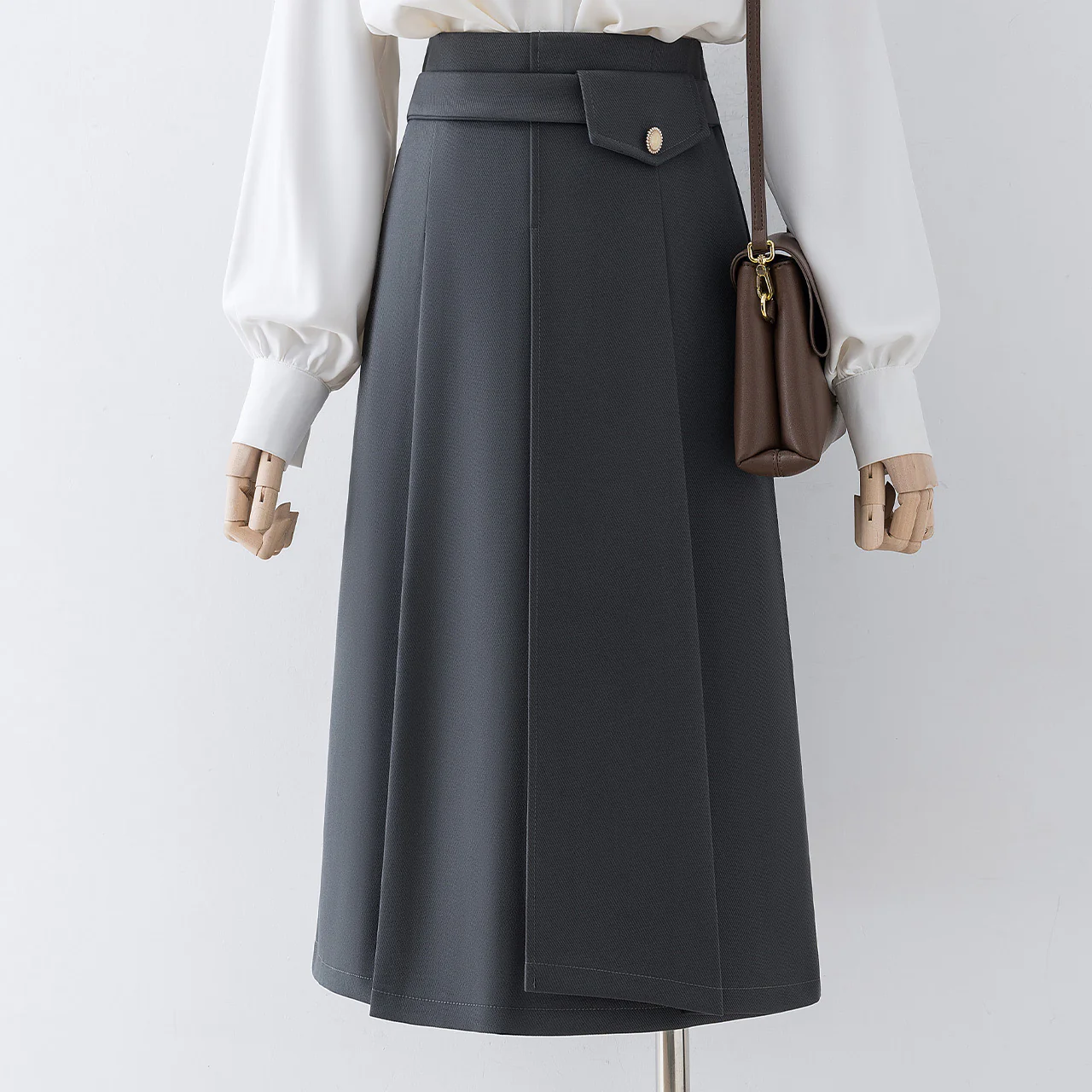 High waist skirt 2022 new pleated a-line skirt women autumn and winter mid-length small bag hip skirt spring and autumn - EHAORUI